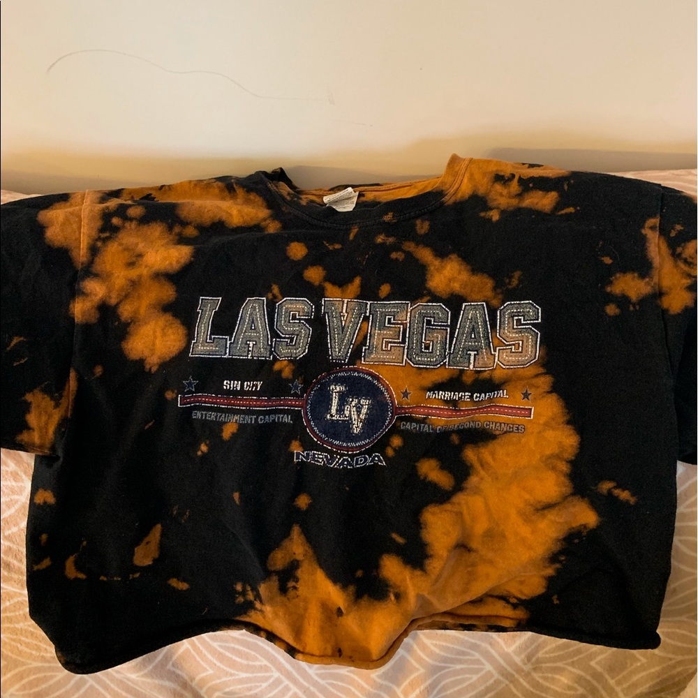 (Thrifted) Bleached Las Vegas Oversized Crop Top